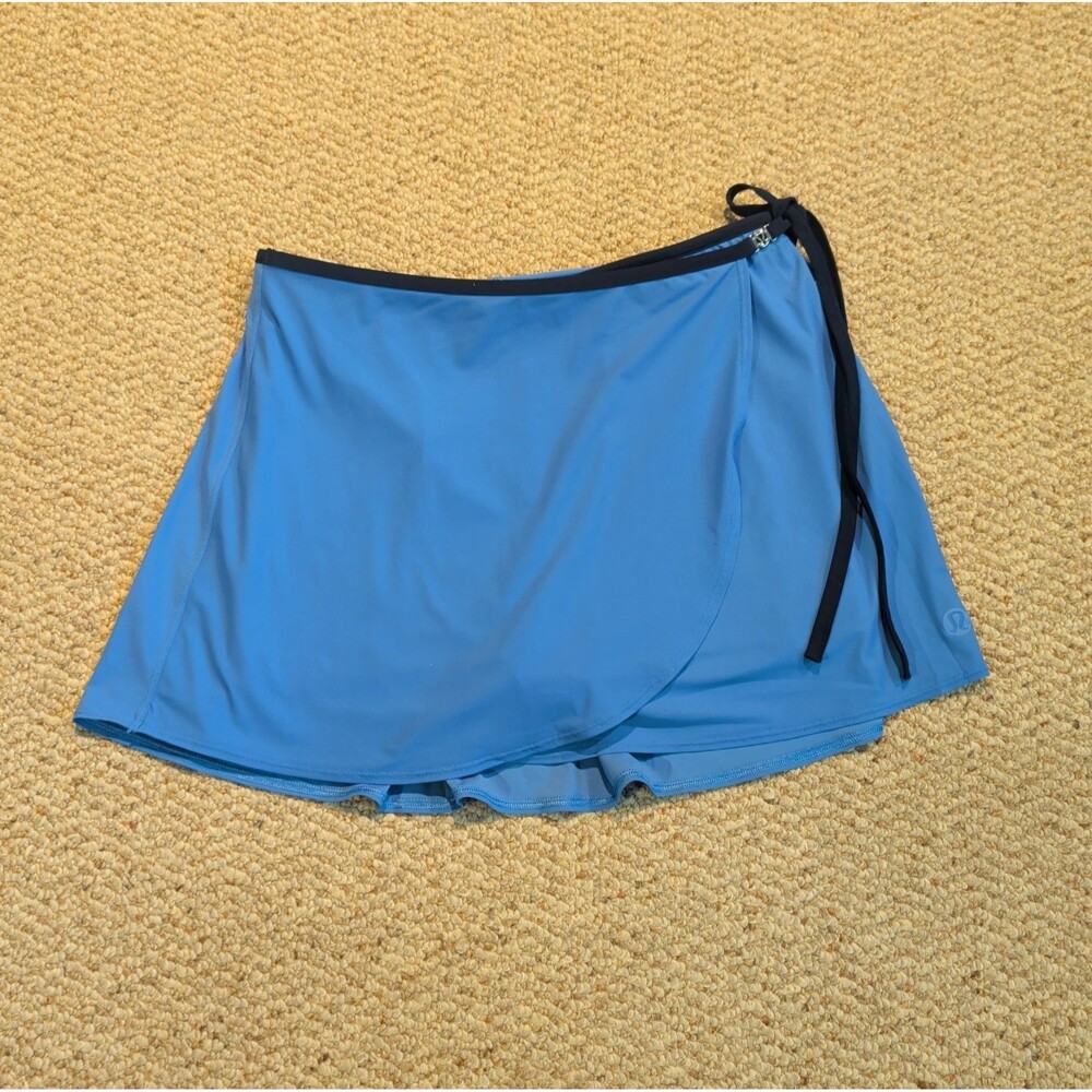 Lululemon Wrap Front Mid Rise Golf Tennis Skirt Skort Womens S Blue Athletic